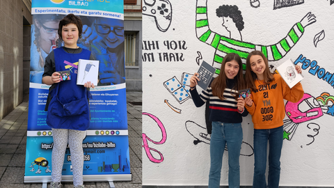 Aitziber Fernandez, Uxue Salinas y Malen Bilbao, de Bizilabe, ganan el concurso Sketching Science Kids