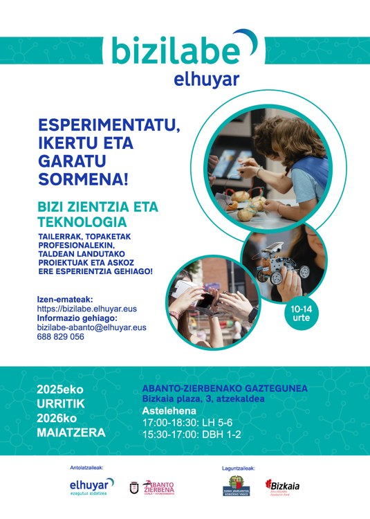 'Izan ikertzaile asmatzaile' ikasturteko tailerra Abanto-Zierbenako Bizilaben 'Izan ikertzaile asmatzaile' ikasturteko tailerra Abanto-Zierbenako Bizilaben