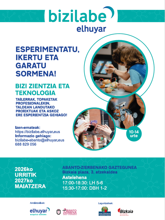 'Izan ikertzaile asmatzaile' ikasturteko tailerra Abanto-Zierbenako Bizilaben