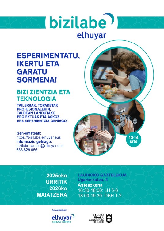 'Izan ikertzaile eta asmatzaile' Ikasturteko tailerra Laudioko Bizilaben 'Izan ikertzaile eta asmatzaile' Ikasturteko tailerra Laudioko Bizilaben