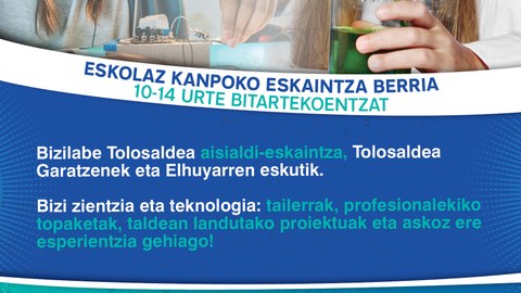 Bizilabe Tolosaldea: 2021-2022 ikasturteko zientzia-jardueretan izena emateko epea ireki da